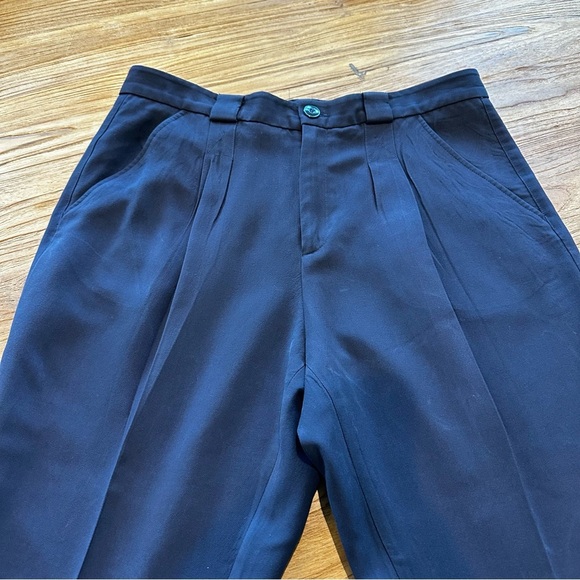 APC Paris Women’s Navy Trousers Menswear Style High Rise Pleated Front Straight - Picture 5 of 10